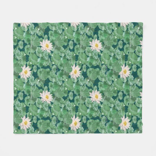 Lotus Lagoon patroon - De witte Lotus Fleece Deken (Voorkant (Horizontaal))
