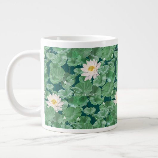 Lotus Lagoon patroon - De witte Lotus Grote Koffiekop (Links)