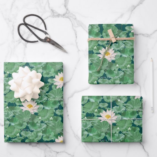 Lotus Lagoon patroon - De witte Lotus Inpakpapier Vel (Voorkant)