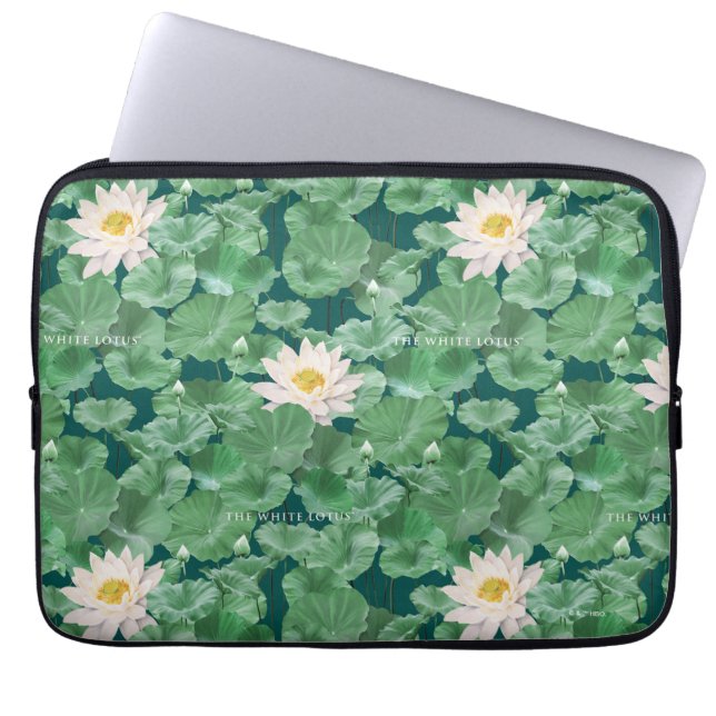 Lotus Lagoon patroon - De witte Lotus Laptop Sleeve (Voorkant)