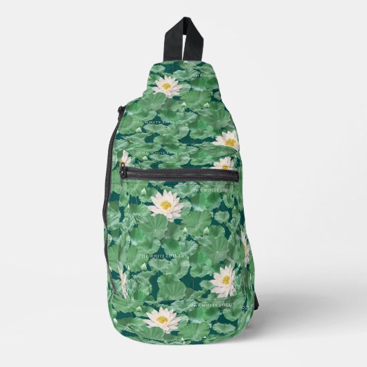Lotus Lagoon patroon - De witte Lotus Sling Bag (Voorkant)