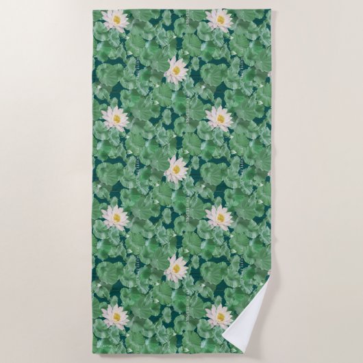 Lotus Lagoon patroon - De witte Lotus Strandlaken (Voorkant)