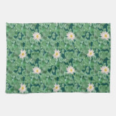 Lotus Lagoon patroon - De witte Lotus Theedoek (Horizontaal)