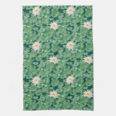 Lotus Lagoon patroon - De witte Lotus Theedoek (Verticaal)