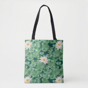 Lotus Lagoon patroon - De witte Lotus Tote Bag