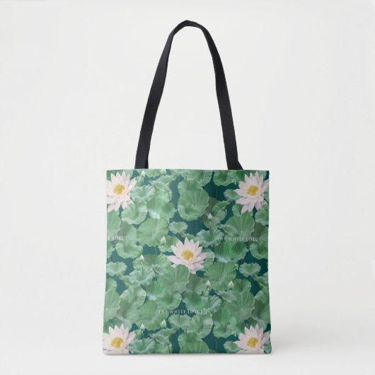 Lotus Lagoon patroon - De witte Lotus Tote Bag (Voorkant)