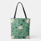 Lotus Lagoon patroon - De witte Lotus Tote Bag (Achterkant)