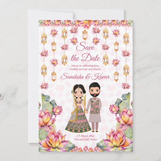 Lotus lantaarns Indiaanse bruiloft met uitzonderin Kaart (Voorkant)