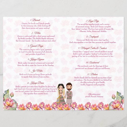 Lotus Lantaarns programma voor Indische bruiloft (Achterkant)