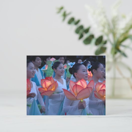 Lotus Lantern Briefkaart (Staand voorkant)