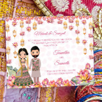 Lotus lantern Indian bruiloft budget nodigt uit