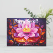 Lotus Lantern Light Diwali Card Kaart (Staand voorkant)