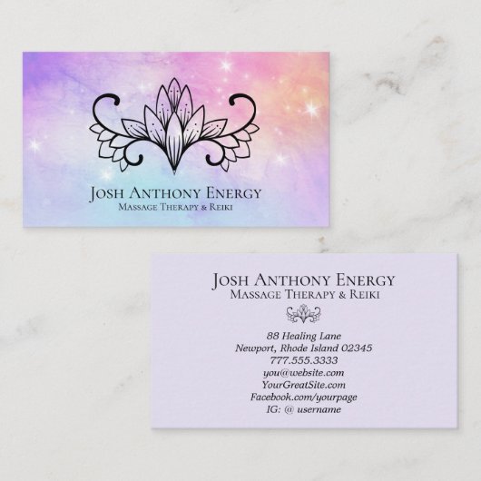 *~* Lotus Lavender Peach Nebula Galaxy Universe Visitekaartje (Voorkant / Achterkant)