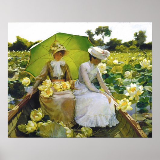 Lotus Lelies Charles Curran Landschap Poster (Voorkant)