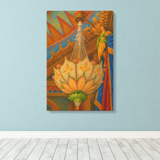 Lotus Light – Royal Pavilion kroonluchter print (Insitu (Houten vloer))