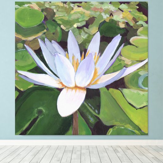 Lotus Lily Large Floral Canvas Afdruk (Insitu (Houten vloer))