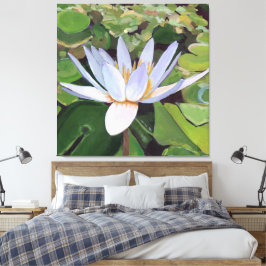 Lotus Lily Large Floral Canvas Afdruk