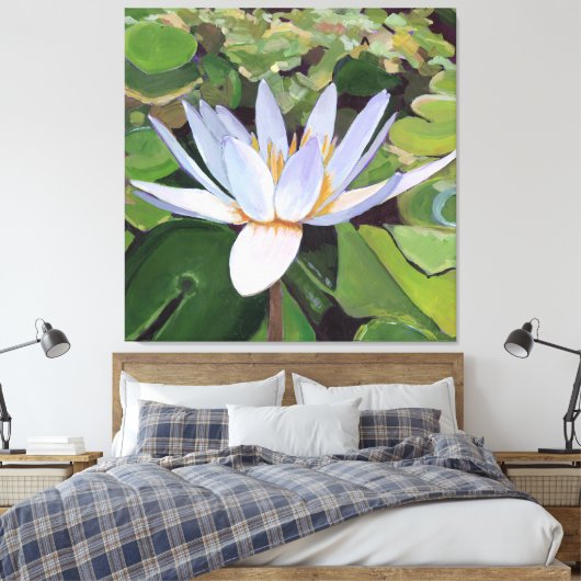 Lotus Lily Large Floral Canvas Afdruk (Insitu (Slaapkamer))