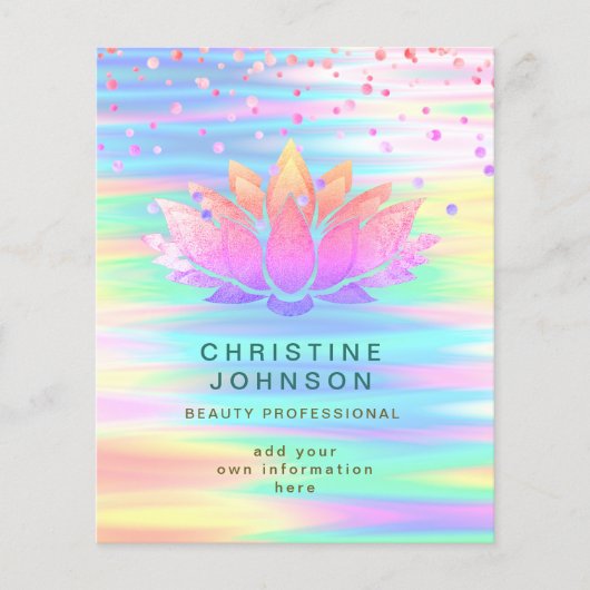 lotus logo kleurrijke golven schoonheidsberoeps flyer (Voorkant)