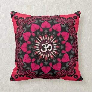 Lotus Love OM Mandala Roze Zwart Kussen / Kussen