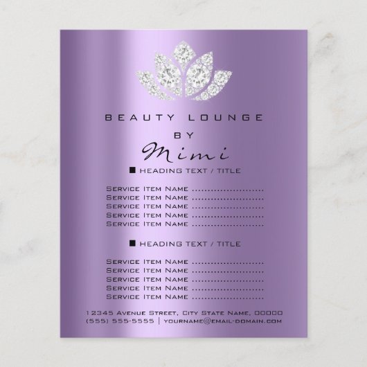 Lotus Makeup Beauty Salon Lashes Flyer Grey Paars (Voorkant)