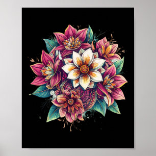 Lotus Mandala Boho Bloem Yoga Meditatie Zen Poster