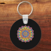 Lotus Mandala Boho Yoga Meditatie Sleutelhanger (Voorkant)