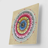 Lotus Mandala Clock Vierkante Klok (Hoek)