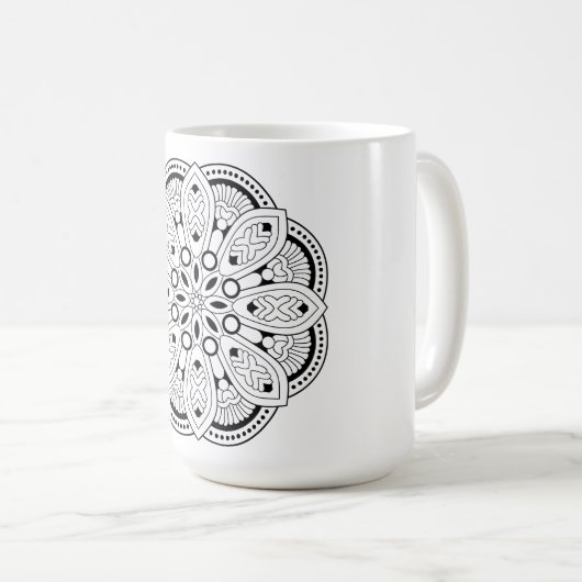 Lotus Mandala Design Koffiemok (Voorkant rechts)