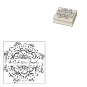 Lotus Mandala Familienaam Naam Retouradres Rubberstempel (Gestempeld)