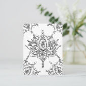 Lotus Mandala Floral Pattern Adult Coloring Briefkaart (Staand voorkant)