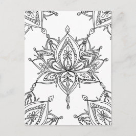 Lotus Mandala Floral Pattern Adult Coloring Briefkaart