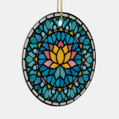 Lotus Mandala Gebrandschilderd Glas Keramisch Ornament (Rechts)