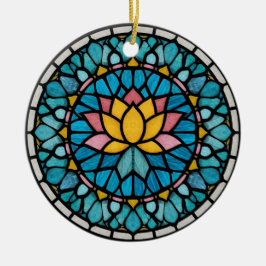 Lotus Mandala Gebrandschilderd Glas Keramisch Ornament