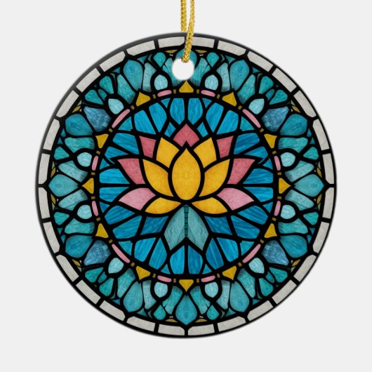 Lotus Mandala Gebrandschilderd Glas Keramisch Ornament (Voorkant)