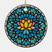 Lotus Mandala Gebrandschilderd Glas Keramisch Ornament (Achterkant)