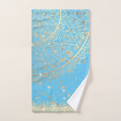 Lotus Mandala Glitter Gouden Sterren op Turquoise Bad Handdoek (Handdoek)