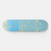Lotus Mandala Glitter Gouden Sterren op Turquoise Persoonlijk Skateboard (Horizontaal)