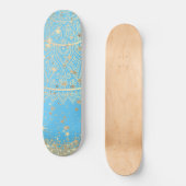 Lotus Mandala Glitter Gouden Sterren op Turquoise Persoonlijk Skateboard (Voorkant)