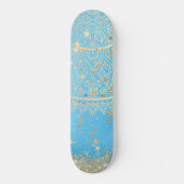 Lotus Mandala Glitter Gouden Sterren op Turquoise Persoonlijk Skateboard (Voorkant)