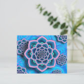 Lotus Mandala in het Briefkaart Pink en Aqua (Staand voorkant)