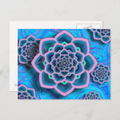 Lotus Mandala in het Briefkaart Pink en Aqua (Voorkant / Achterkant)