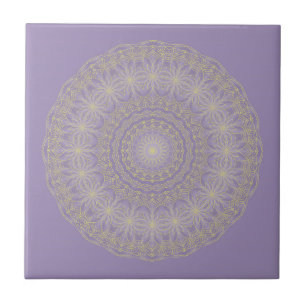 Lotus Mandala in Lila en goud Tegeltje