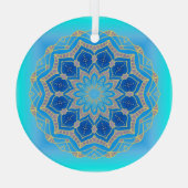 Lotus mandala in turkooise en blauw glas ornament (Achterkant)