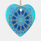 Lotus mandala in turkooise en blauw keramisch ornament (Rechts)