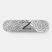 Lotus Mandala Leopard Silver Glitter Monogram Persoonlijk Skateboard (Horizontaal)