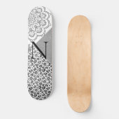 Lotus Mandala Leopard Silver Glitter Monogram Persoonlijk Skateboard (Voorkant)