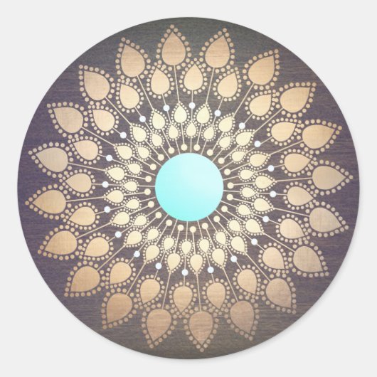 Lotus Mandala Logo Holistic Salon en Spa Wood Ronde Sticker (Voorkant)