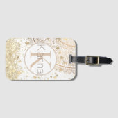 Lotus Mandala met Glitter Stars Monogram Bagagelabel (Voorkant (horizontaal))