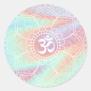 Lotus Mandala Namaste Yoga Holographic Pastel Ronde Sticker